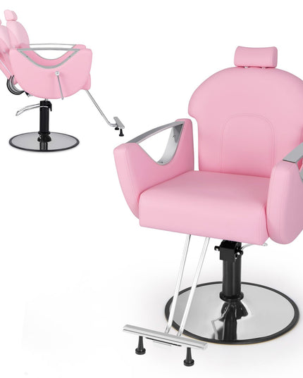 Giantex Reclining Barber Chair - Salon Chair for Hair Stylist, 360 Degrees Swivel