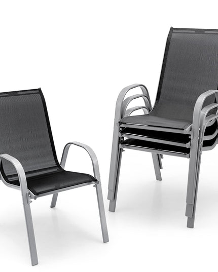 Giantex Set of 4 Patio Chairs, Stackable Outdoor Dining Chairs