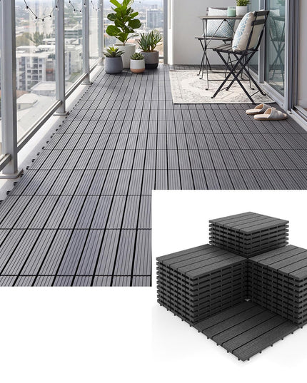 GIANTEX 36 PCS Plastic Interlocking Deck Tiles, Waterproof PP Floor Tiles