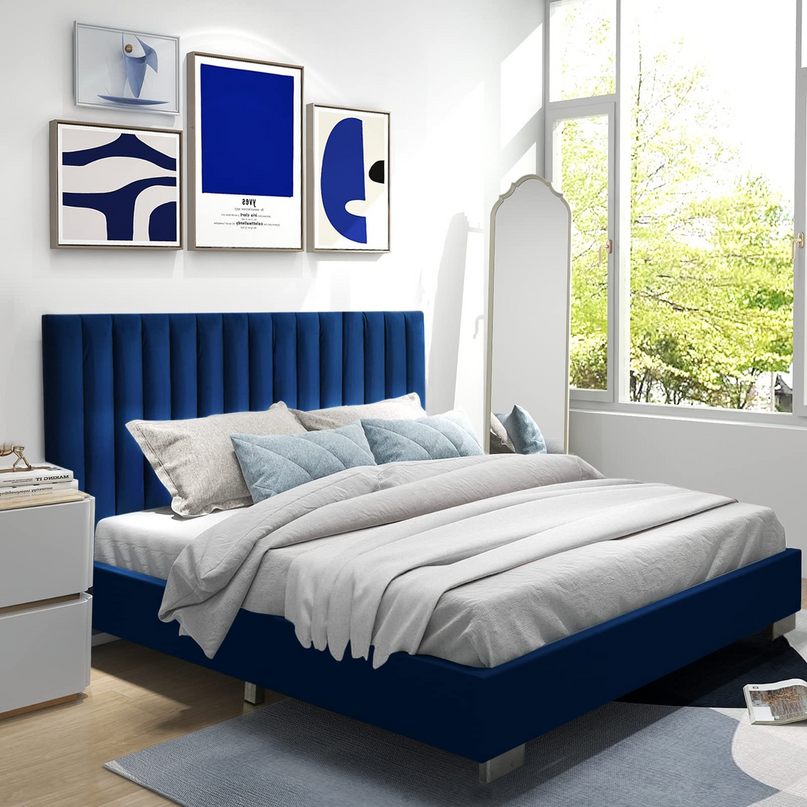 Giantex Upholstered Bed Frame, Full/Queen Size Modern Platform Bed