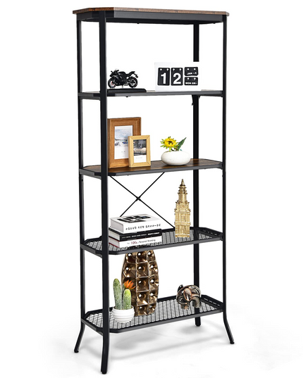 Giantex Industrial Bookshelf, 5-Tier Vintage Bookcase