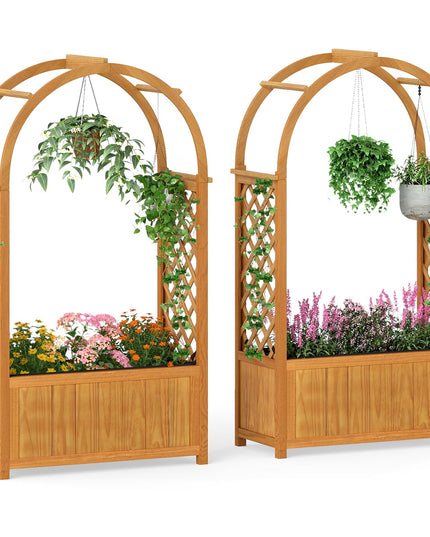 Giantex Raised Garden Bed with Arch Lattice Trellis(33"x15"x57")