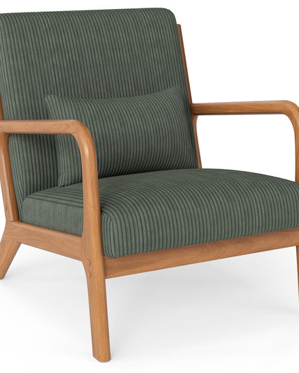 Giantex Modern Corduroy Upholstered Lounge Chair with Rubber Wood Armrests