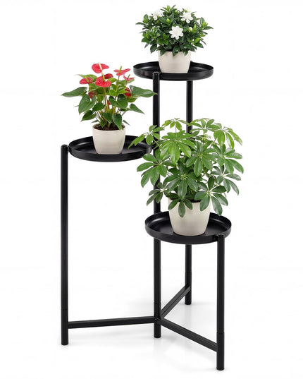 Giantex 3-Tier Metal Plant Stand Indoor Outdoor | Tall Corner Flower Pot Holder Display Rack