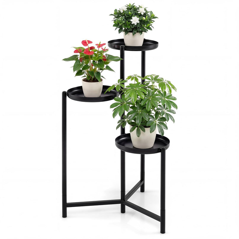 Giantex 3-Tier Metal Plant Stand Indoor Outdoor | Tall Corner Flower Pot Holder Display Rack