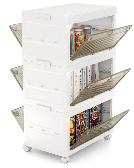 Giantex 33 Gal 3 Tier Stackable Storage Boxes with Wheels