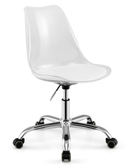 Giantex Acrylic Clear Desk Chair with PU Leather Cushion