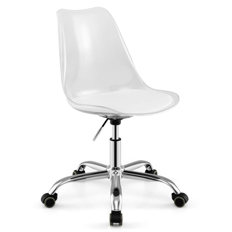 Giantex Acrylic Clear Desk Chair with PU Leather Cushion