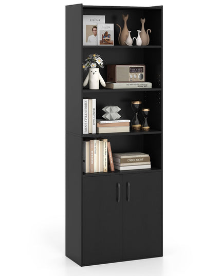 Giantex 70" Bookcase with 2 Doors Cabinet & Multipurpose Display Rack