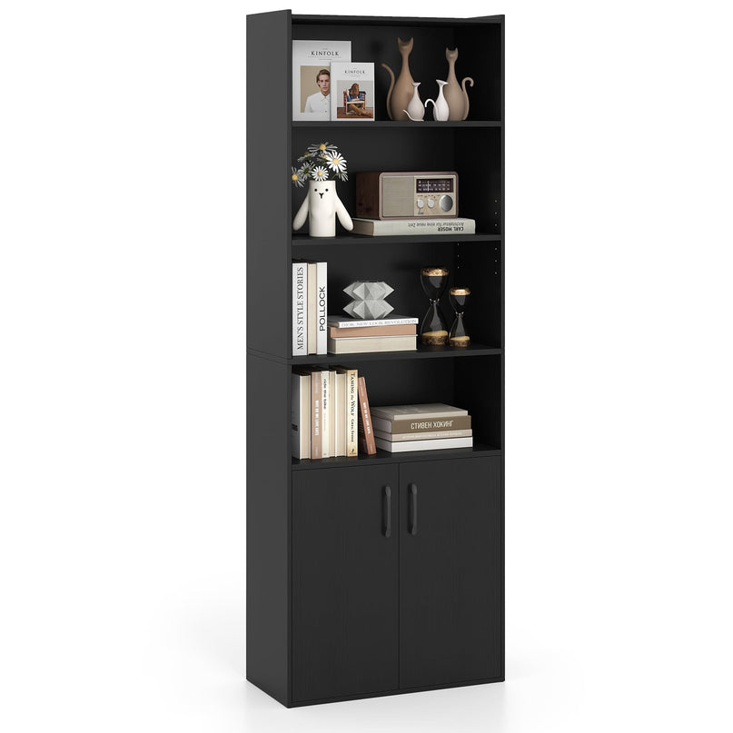 Giantex 70" Bookcase with 2 Doors Cabinet & Multipurpose Display Rack