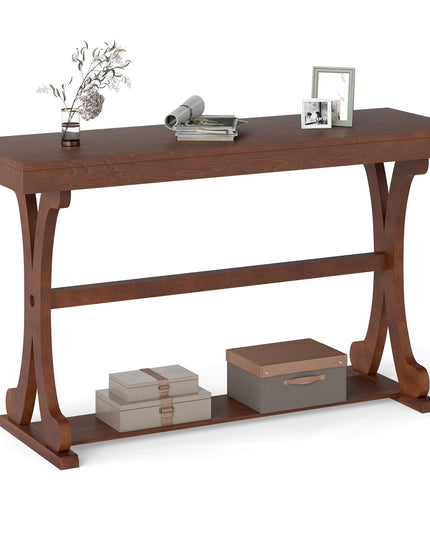 Giantex 52" Narrow Console Table Vintage Accent Entryway Table with Open Storage Shelf