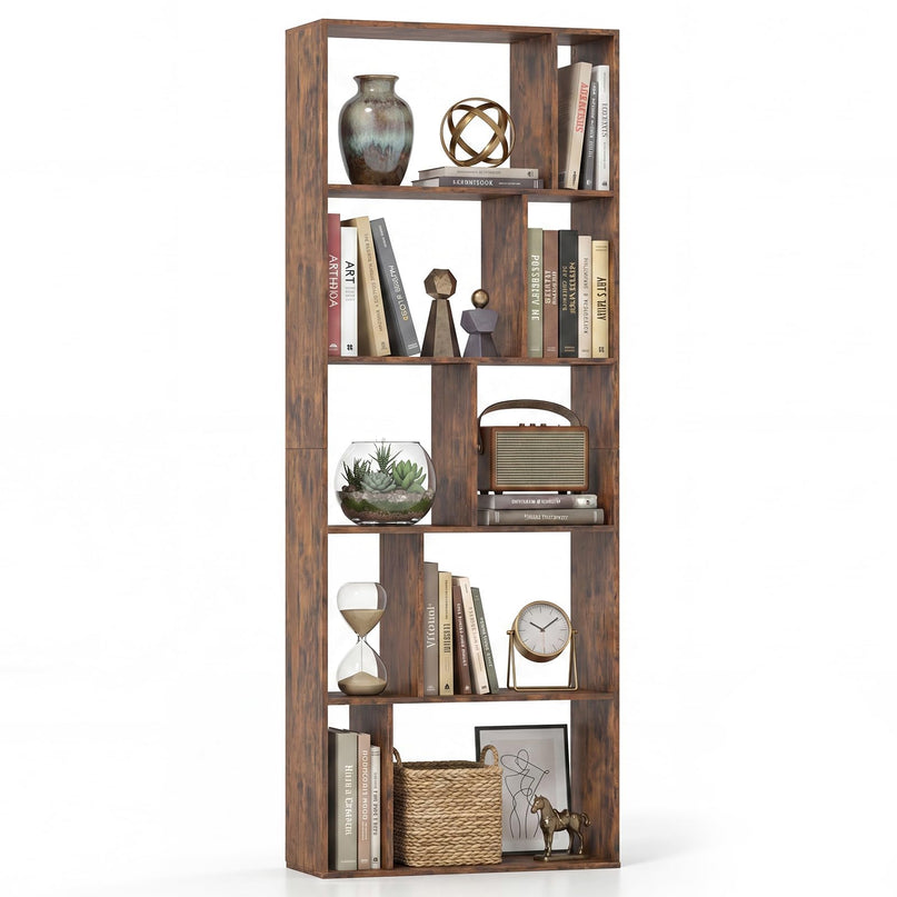 Giantex 6-Tier Bookshelf | 10-Cube Industrial Bookcase w/Open Back (1/2)