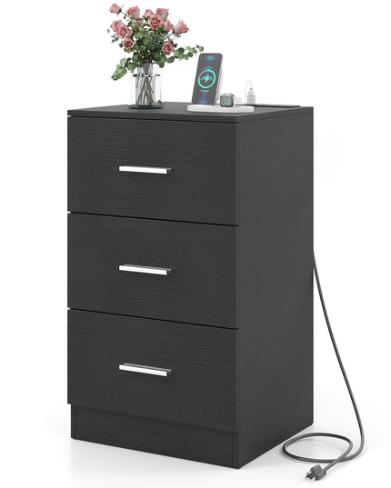 Table de chevet en bois de 26 pouces de haut Giantex avec station de charge