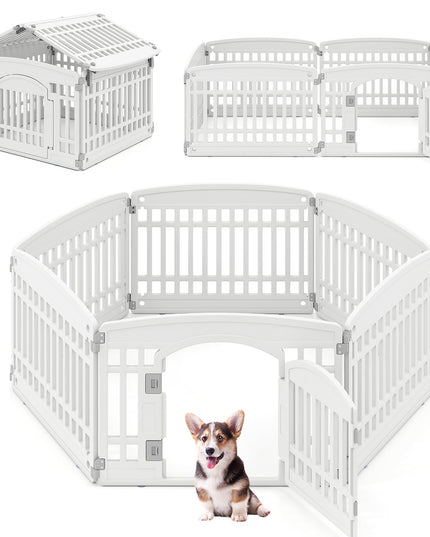 Giantex 24'' Tall Plastic Pet Fence with Lockable Door