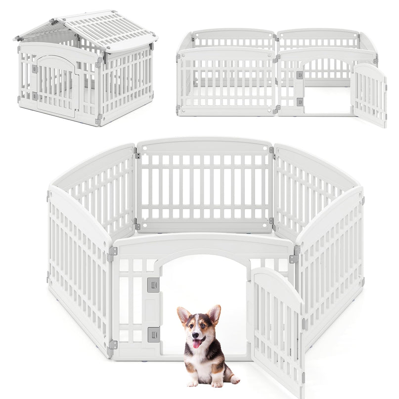 Giantex 24'' Tall Plastic Pet Fence with Lockable Door