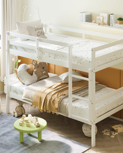 Giantex Bunk Bed Twin Over Twin White, Solid Wood Bunk Bed
