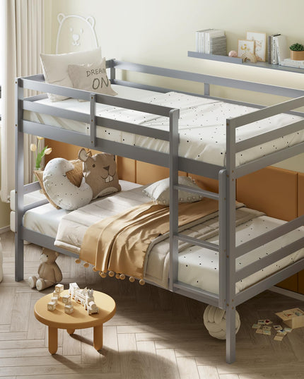 Giantex Bunk Bed Twin Over Twin White, Solid Wood Bunk Bed