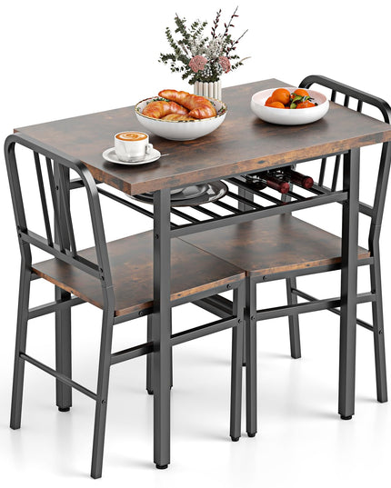 Giantex Ensemble de 3 pièces table de salle à manger et table de cuisine rectangulaire