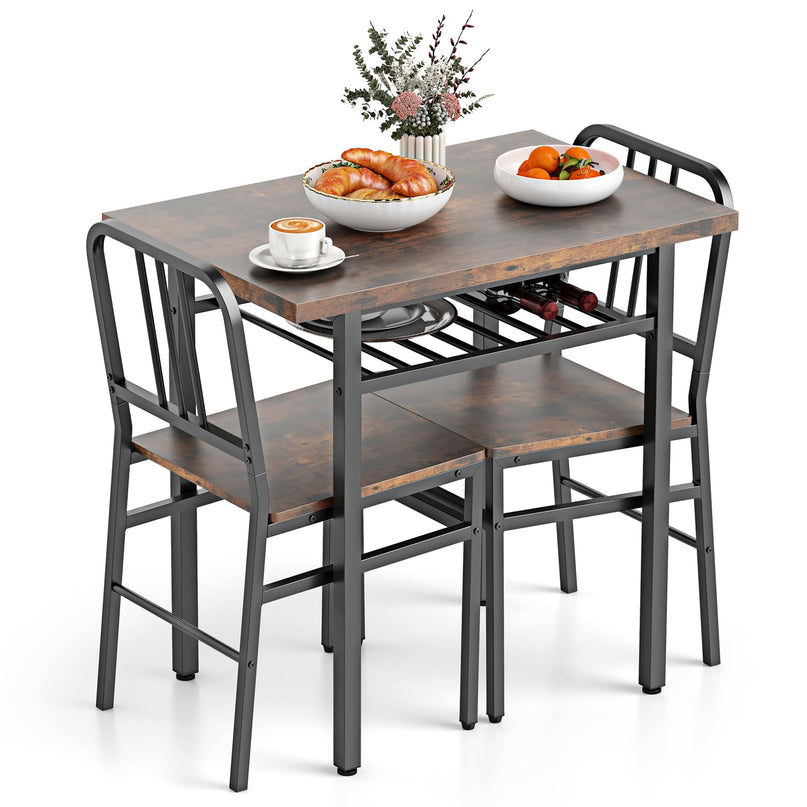 Giantex Ensemble de 3 pièces table de salle à manger et table de cuisine rectangulaire