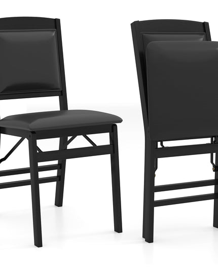 Giantex Folding Dining Chairs Set of 2/4 Black Wood Kitchen Chair w/Padded Seat