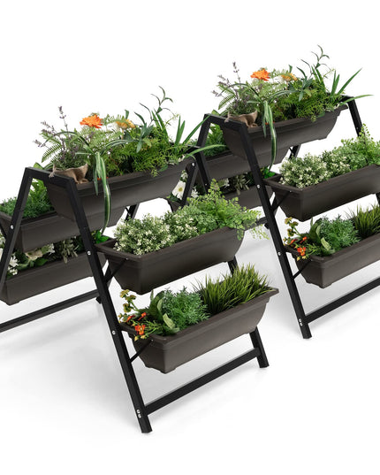Giantex Set of 2 Vertical Raised Garden Bed, 5 Planter Boxes Container w/ Drainage Holes