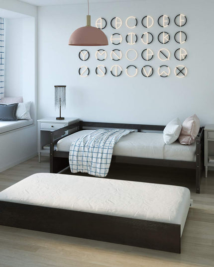 Giantex Wood Daybed with a Trundle, Twin Trundle Daybed with Durable Slat Support