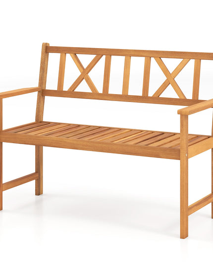 GIANTEX 2-Person Outdoor Acacia Wood Loveseat Bench