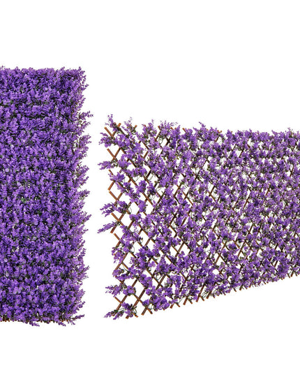 Giantex Expandable Fence Privacy Screen - Decorative Faux Purple Eucalyptus Fencing Panel for Balcony