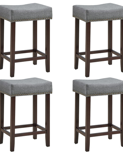 Giantex Backless Counter Height Stools with Brass Nail Head Studs