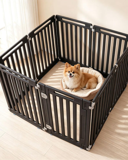 GIANTEX 32" Plastic Pet Fence with Lockable Door for Puppy