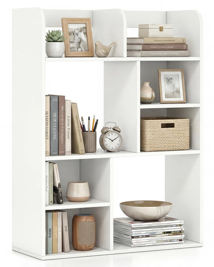 Giantex 3-Tier Desktop Bookshelf with 8 Open Storage Cubes for Computer Desk