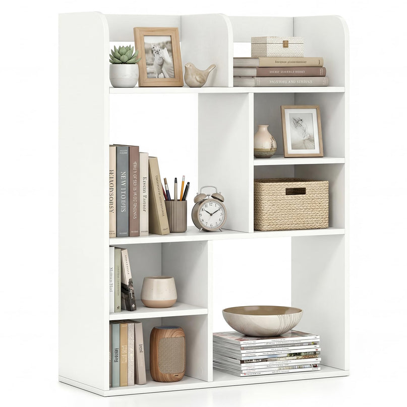 Giantex 3-Tier Desktop Bookshelf with 8 Open Storage Cubes for Computer Desk