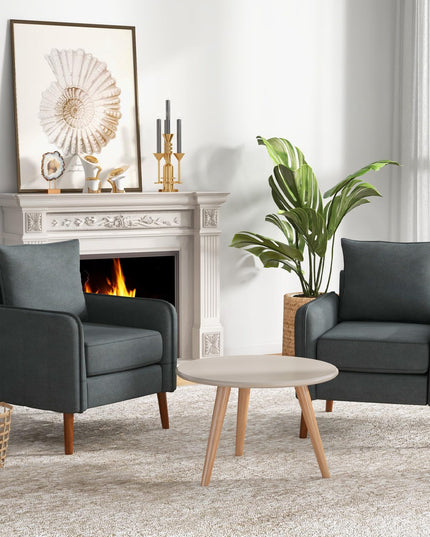 Giantex Modern Mid-Century Accent Chair Set of 2- Fabric Upholstered Accent Arm Chair with 3" Thick Seat Cushion