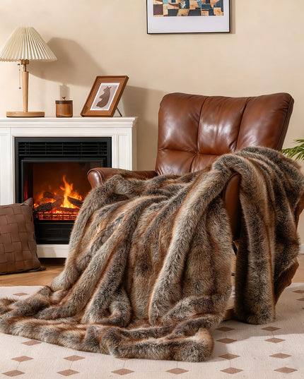 Giantex Faux Fur Throw Blanket Faux Fox Fur Blankets