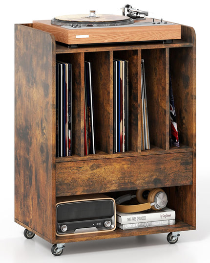 Giantex Record Player Stand Rolling Turntable Stand