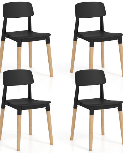Giantex Wooden Dining Chairs Set of 4, Modern Dining Side Chairs Set w/Ergonomic Backrest, Wide Seat & Sturdy Wooden Legs