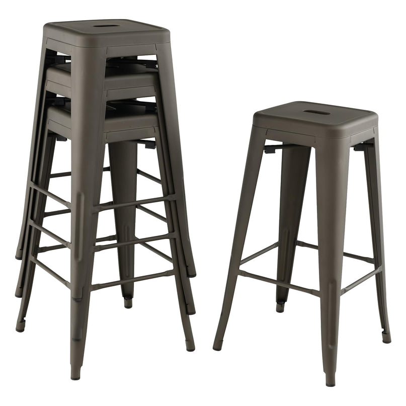 Giantex Metal Backless Bar Stools Set of 4, 30" Bar Height Modern Industrial Barstools w/Cut-out Handle