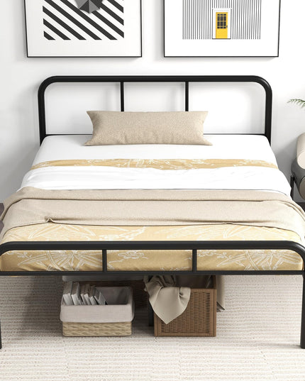 Giantex Twin Size Bed Frame, Modern Metal Platform Bed with Headboard and Footboard, Heavy Duty Steel Slat Support Mattress Foundation