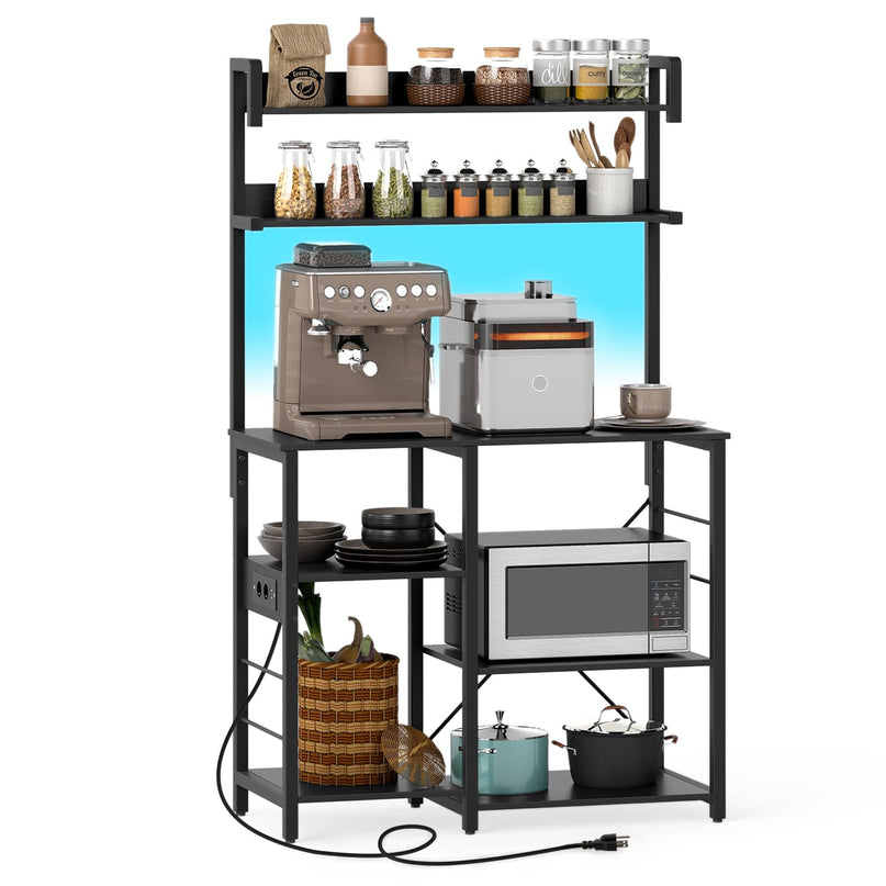 Giantex Bakers Rack with Power Outlet and LED Lights