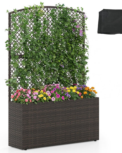 Jardinière haute en rotin PE Giantex 58"/49" avec doublure et drainage