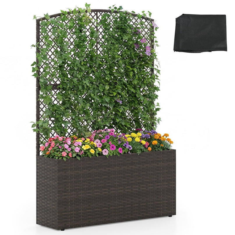 Jardinière haute en rotin PE Giantex 58"/49" avec doublure et drainage
