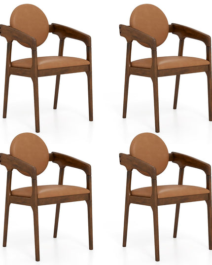 Giantex Wooden Dining Chairs Set of 2/4 PU Leather Upholstered Dining Room Chairs