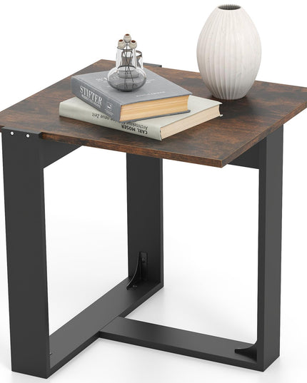 Giantex Square Industrial Bedside Night Stand with T-Shape Metal Frame