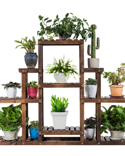 Giantex Flower Rack Wood Plant Stand Wood Shelves Bonsai Display Shelf (47.5”Lx 10’’Wx 38’’H)