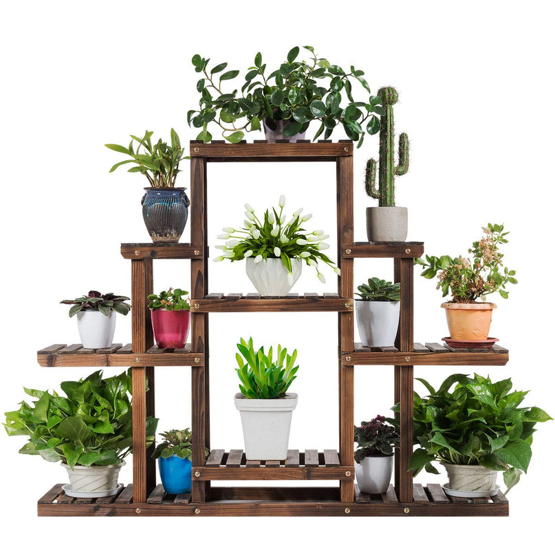 Giantex Flower Rack Wood Plant Stand Wood Shelves Bonsai Display Shelf (47.5”Lx 10’’Wx 38’’H)