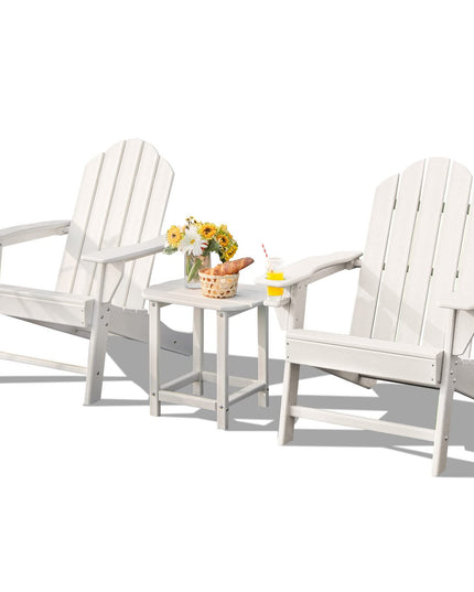 Folding Adirondack Chair with Side Table, Outdoor Adirondack Chair w/Cup Holder