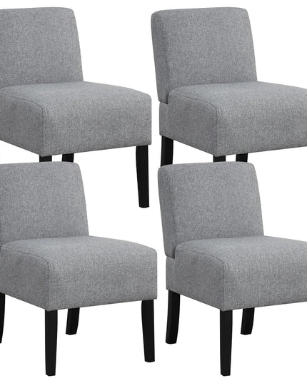 Giantex Armless Accent Chair Set of 1/2/4, Upholstered Living Room Chair with Rubber Wood Legs