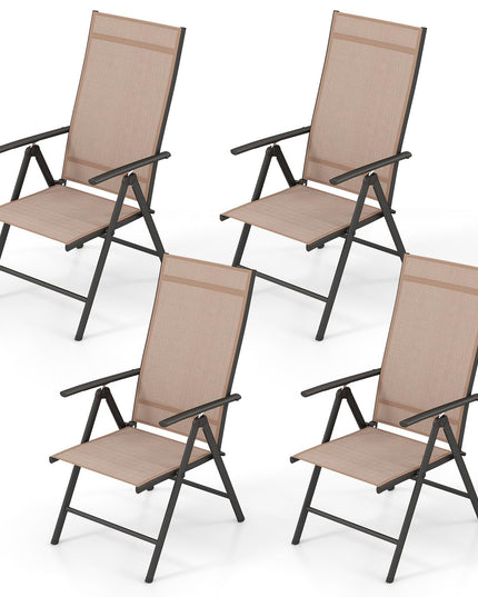 Giantex Folding Patio Chairs, High Back Outdoor Chairs with 7-Level Adjustable High Backrest