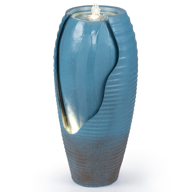 Giantex 32" Outdoor Jar Water Fountain with LED Lights & Adjustable Pump