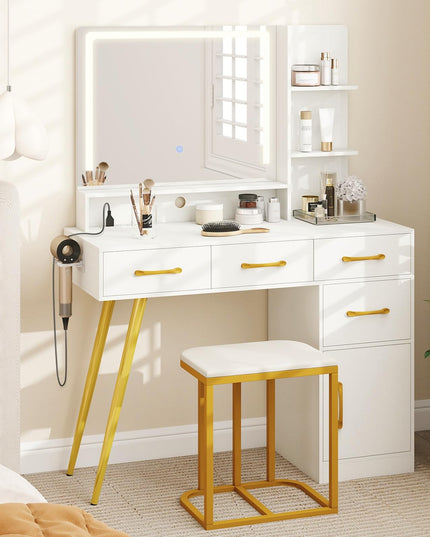 Coiffeuse CHARMAID avec miroir LED et lumières